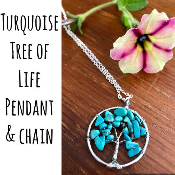 Tree of Life Jewelry - Turquoise Necklace Tree Of Life Pendant/Chain